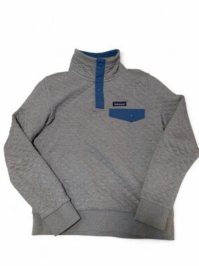 Patagonia Quilted Snap-T Pullover Sweatshirt - Gray/Blue